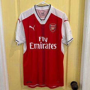 Puma Red and White Arsenal Football Shirt with Fly Emirates Logo